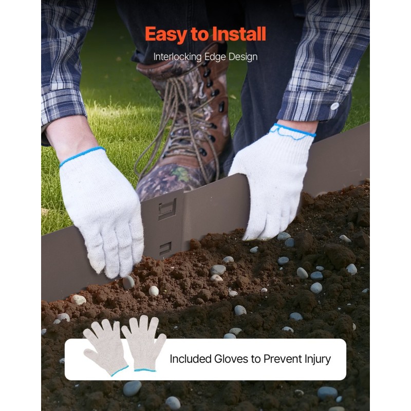 Teräsreunus galvanoitu 5 kpl 990 mm taivutettava ruskea piikki 80 mm puutarhaan