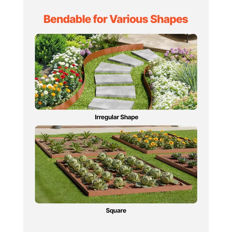 Reunuslista pihalle säänkestävä teräs 10 kpl 1016 x 114 mm ruosteenruskea