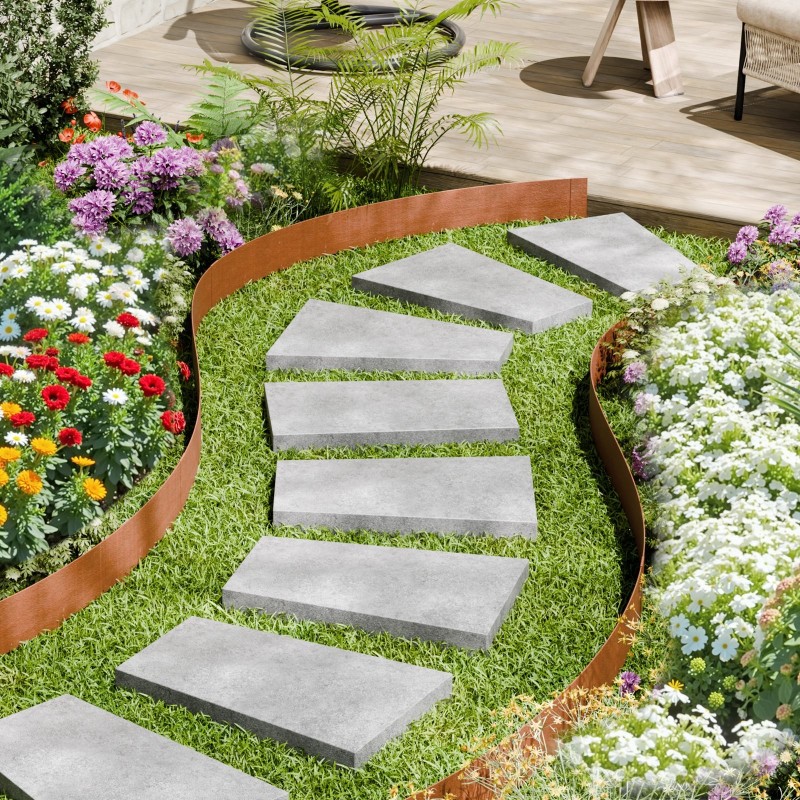 Reunuslista pihalle säänkestävä teräs 10 kpl 1016 x 114 mm ruosteenruskea