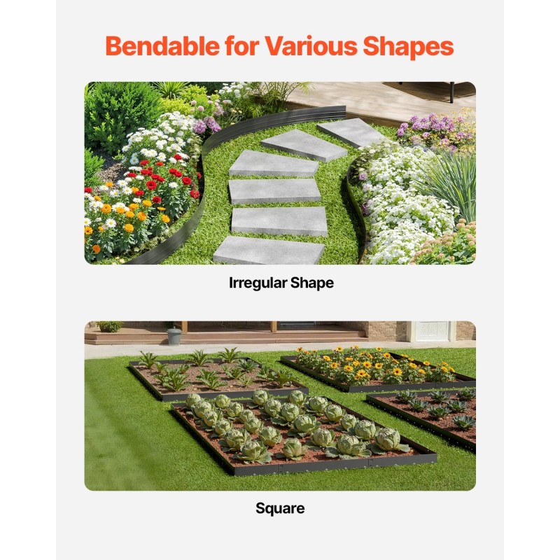 Reunus alumiiniseoksesta 10 kpl 1524 mm musta nurmikolle ja istutuksiin