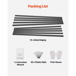 Reunus alumiiniseoksesta 10 kpl 1524 mm musta nurmikolle ja istutuksiin