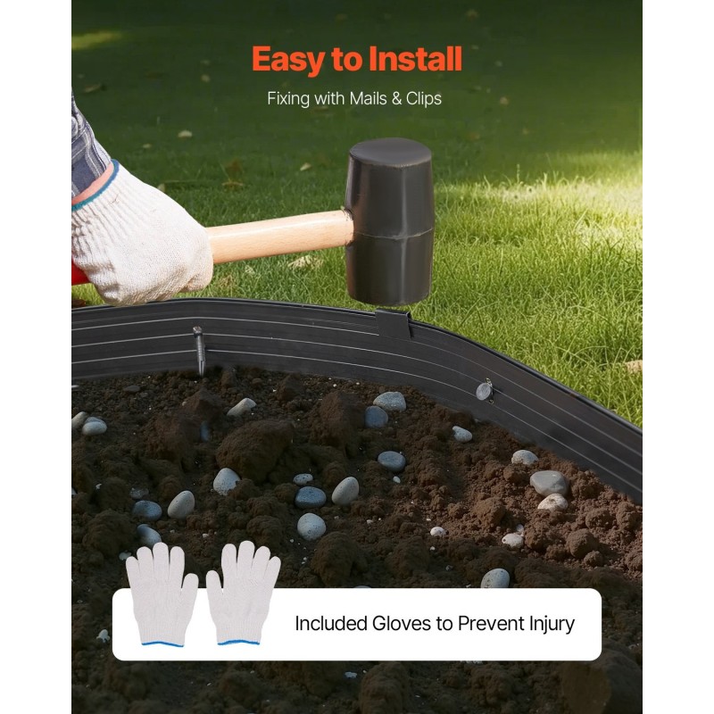 Puutarhareunus alumiiniseos 8 kpl 1830 mm musta taipuisa nurmikon rajaukseen