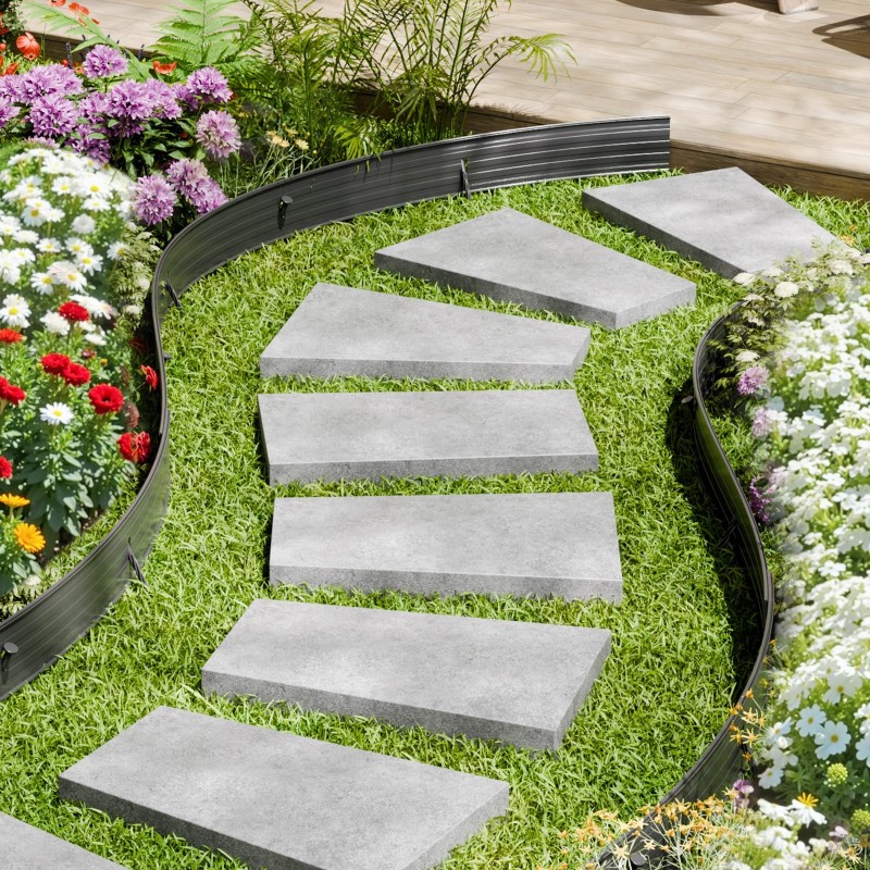 Puutarhareunus alumiiniseos 8 kpl 1830 mm musta taipuisa nurmikon rajaukseen