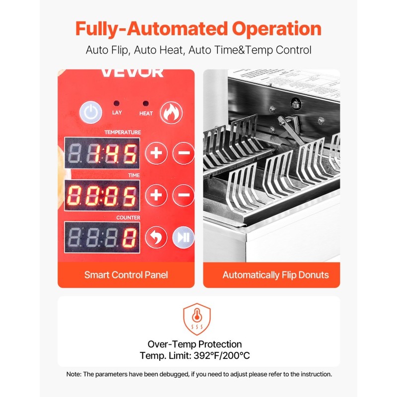 Automaattinen donitsikone 4 riviä 240 kpl tunnissa 304 ruostumaton teräs