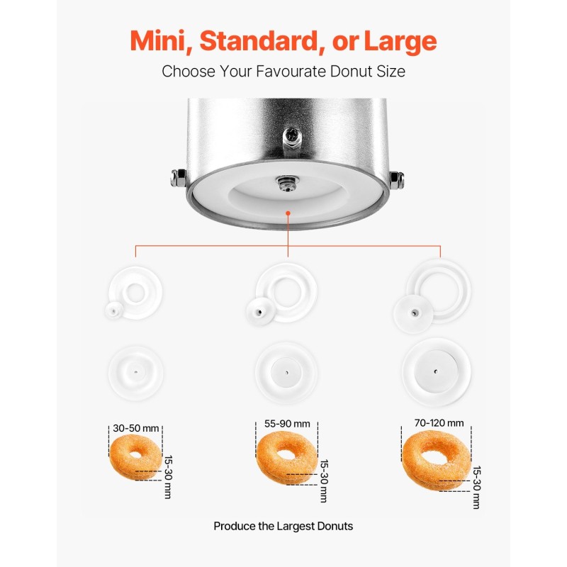 Automaattinen donitsikone ruostumatonta terästä 90 donitsia tunnissa 3 muottia kahviloihin