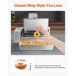 Automaattinen donitsikone 304-ruostumaton teräs 360 donitsia tunnissa 6 riviä