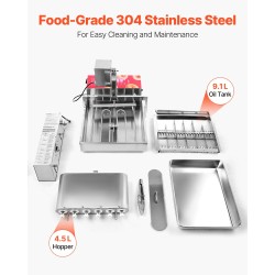 Automaattinen donitsikone 304-ruostumaton teräs 360 donitsia tunnissa 6 riviä