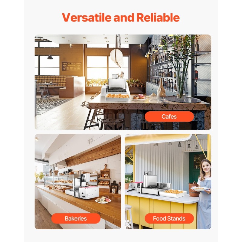 Automaattinen donitsikone 304-ruostumaton teräs 360 donitsia tunnissa 6 riviä