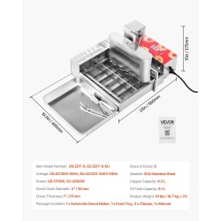 Automaattinen donitsikone 304-ruostumaton teräs 360 donitsia tunnissa 6 riviä