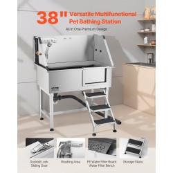 Pesuallas ruostumatonta terästä lemmikeille 96,5 cm kantavuus 100 kg oikeanpuoleisella ovella