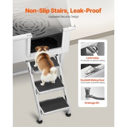 Pesuallas ruostumatonta terästä lemmikeille 96,5 cm kantavuus 100 kg oikeanpuoleisella ovella