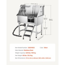 Pesuallas ruostumatonta terästä lemmikeille 96,5 cm kantavuus 100 kg oikeanpuoleisella ovella