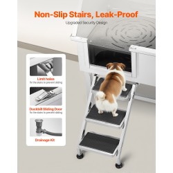 Lemmikkien pesuallas ruostumatonta terästä 96,5 cm pienille ja keskikokoisille koirille ja kissoille