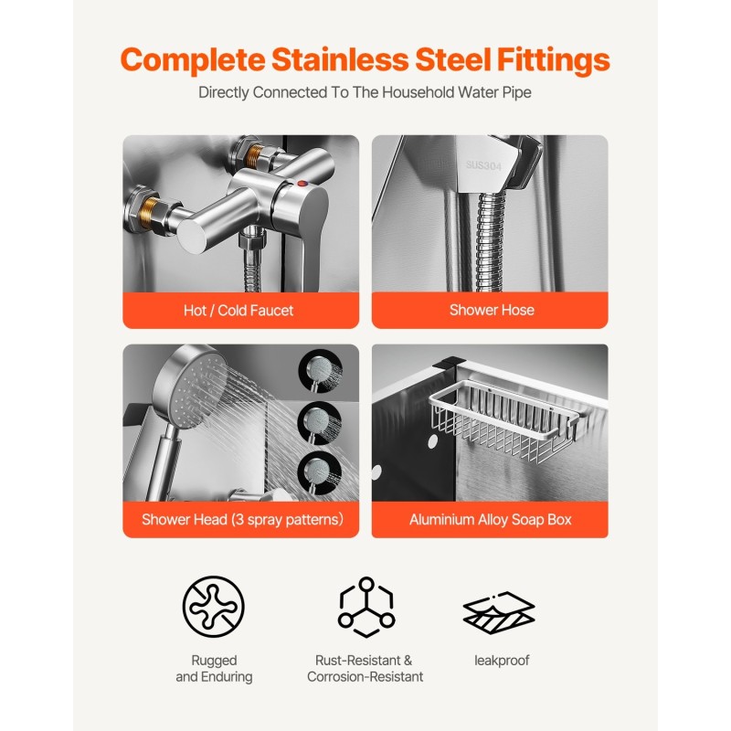 Lemmikkien pesuallas ruostumatonta terästä 87 senttimetriä suihkupäällä kuuma ja kylmävesihanalla teleskooppisilla portailla