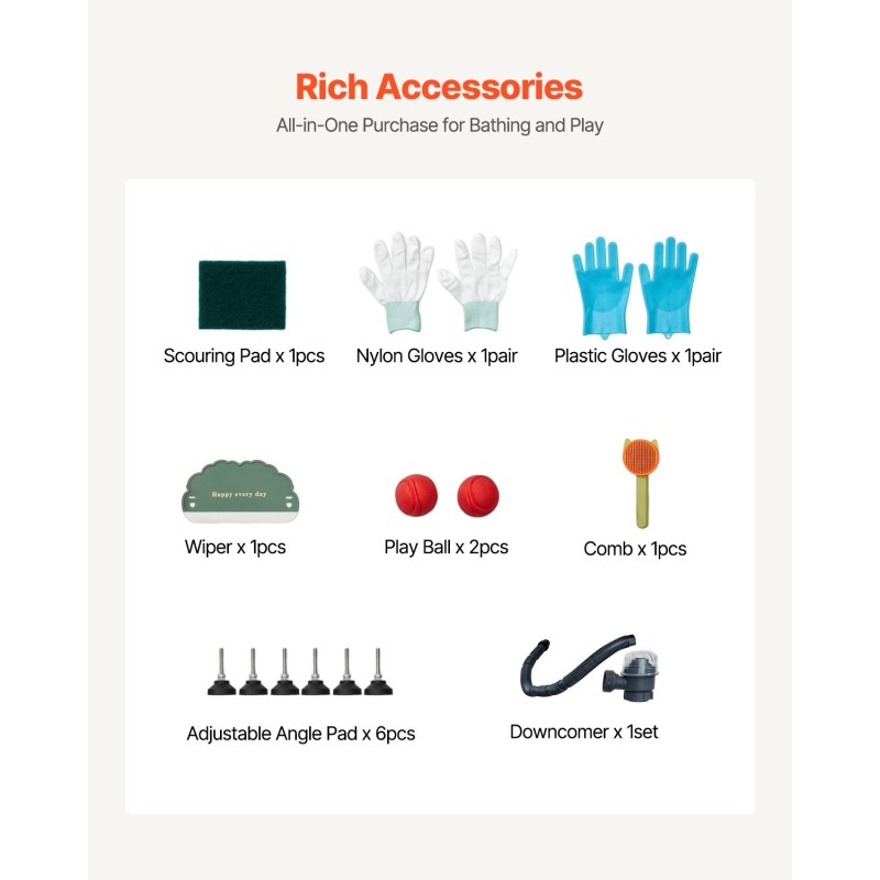 Lemmikkien pesuallas ruostumatonta terästä 87 senttimetriä suihkupäällä kuuma ja kylmävesihanalla teleskooppisilla portailla