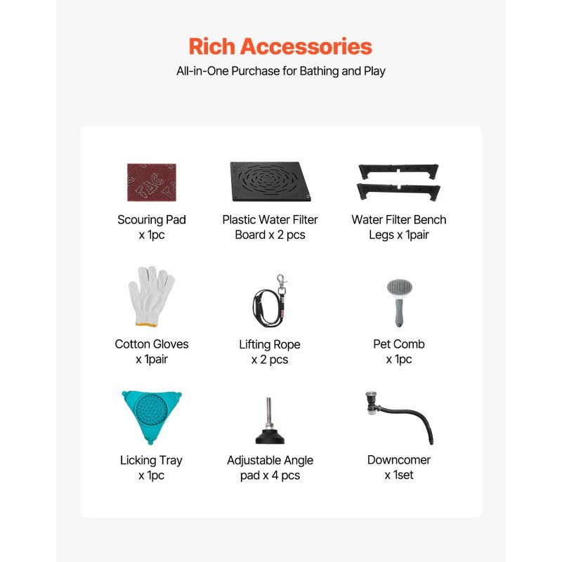 Koirien pesuallas 127 cm 304-ruostumattomasta teräksestä liukumattomalla rampilla säilytyslaatikolla oikeanpuoleisella ovella