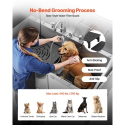 Koiran pesuallas 304-ruostumaton teräs 1550 x 790 x 1470 mm 200 kg ammatti‑ ja kotikäyttöön