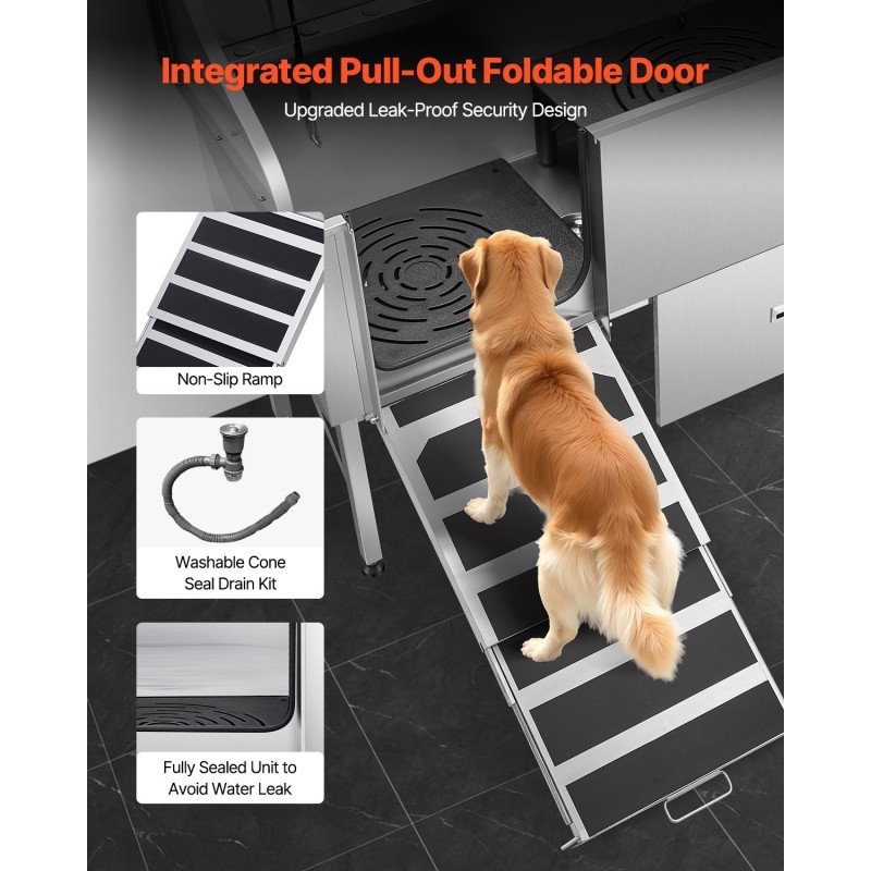 Koiranpesuallas 304 ruostumaton teräs vasen ovi 200 kg kantavuus