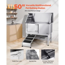 Koiranpesuallas ruostumatonta terästä 127 cm vasen ovi ramppi hana ja suihkupää