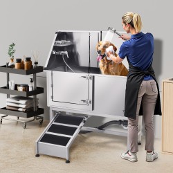 Koiranpesuallas ruostumatonta terästä 127 cm vasen ovi ramppi hana ja suihkupää