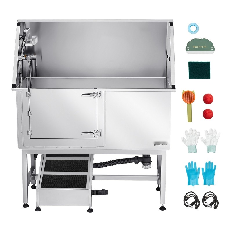 Koiranpesuallas ruostumatonta terästä 127 cm vasen ovi ramppi hana ja suihkupää