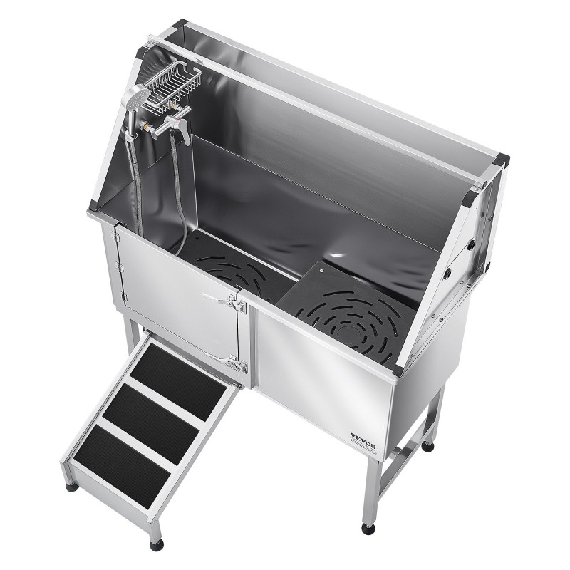 Koiranpesuallas ruostumatonta terästä 127 cm vasen ovi ramppi hana ja suihkupää