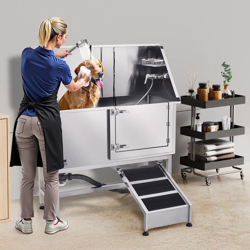 Koirien pesuallas 304 ruostumaton teräs 150 kg kantavuus oikea ovi