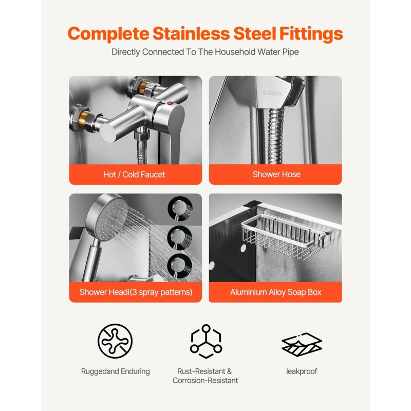 Koirien pesuallas ruostumaton teräs 150 kg kantavuus suihkulla vasemmalla ovella