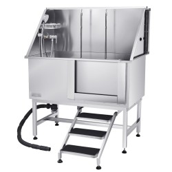 Koiranpesuallas ruostumatonta terästä 127 cm oikea ovi portaat vesisuodatinlevy säädettävät jalat