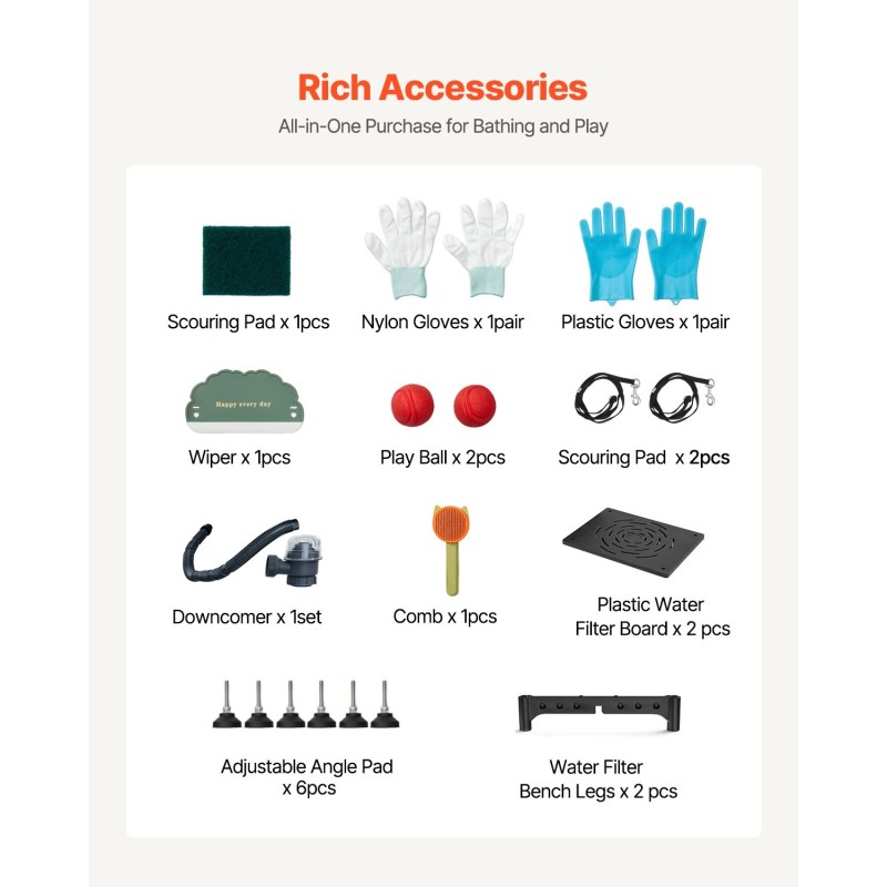 Koiranpesuallas ruostumatonta terästä 127 cm oikea ovi portaat vesisuodatinlevy säädettävät jalat