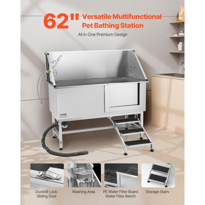 Koiran pesuallas ruostumattomasta teräksestä portaat säädettävät jalat oikea ovi