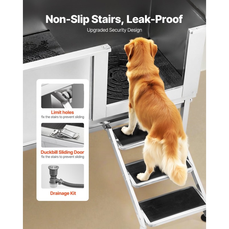 Koiran pesuallas ruostumattomasta teräksestä portaat säädettävät jalat oikea ovi