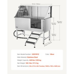 Koiran pesuallas ruostumattomasta teräksestä portaat säädettävät jalat oikea ovi