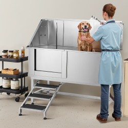 Koiran pesuasema ruostumattomasta teräksestä vasen ovi portaat säädettävät jalat 200 kg