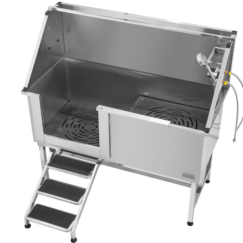 Koiran pesuasema ruostumattomasta teräksestä vasen ovi portaat säädettävät jalat 200 kg