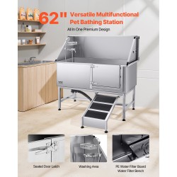 Koirien pesuallas 304-ruostumatonta terästä sopii kaikenkokoisille lemmikeille rampilla ja PE-vesisuodattimella