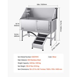 Koirien pesuallas 304-ruostumatonta terästä sopii kaikenkokoisille lemmikeille rampilla ja PE-vesisuodattimella