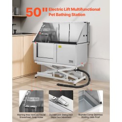 Koirien pesuallas sähköisesti säädettävä ruostumaton teräs 127 cm vasen ovi hana suihkupää