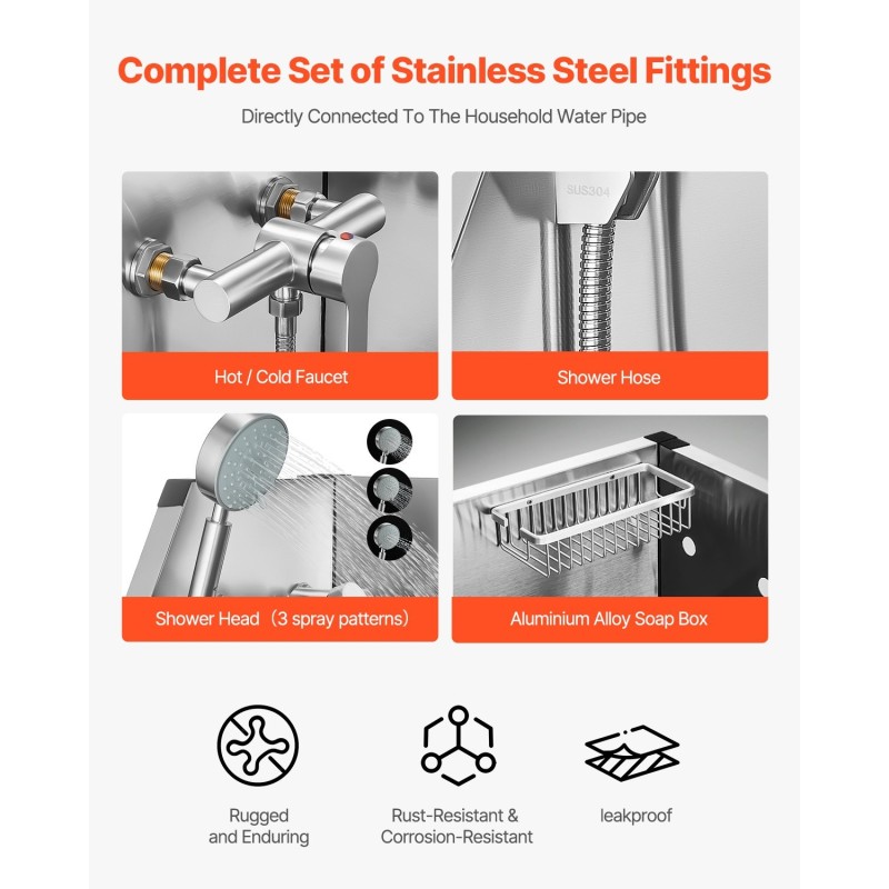 Koirien pesuallas sähköisesti säädettävä ruostumaton teräs 127 cm vasen ovi hana suihkupää