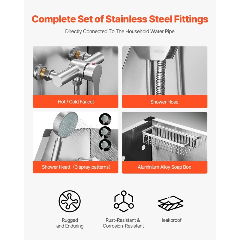 Sähkökäyttöinen koirien pesuasema ruostumattomasta teräksestä korkeudensäätöisellä oikeanpuoleisella ovella vesisuodattimella