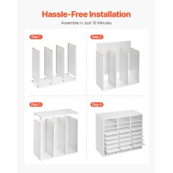 Asiakirjalokerikko 24 lokeroa säädettävillä hyllyillä pinnoitettu lastulevy ja MDF valkoinen toimistokäyttöön