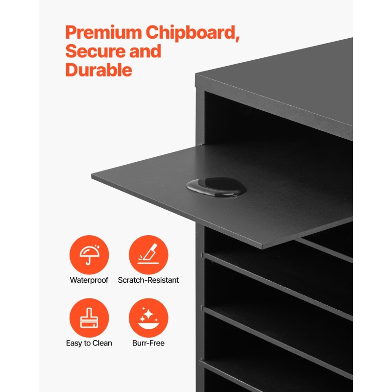 Kirjelaatikosto 27 lokeroa viilutettu lastulevy ja MDF musta toimistoon