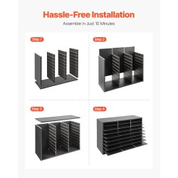 Kirjelaatikosto 27 lokeroa viilutettu lastulevy ja MDF musta toimistoon