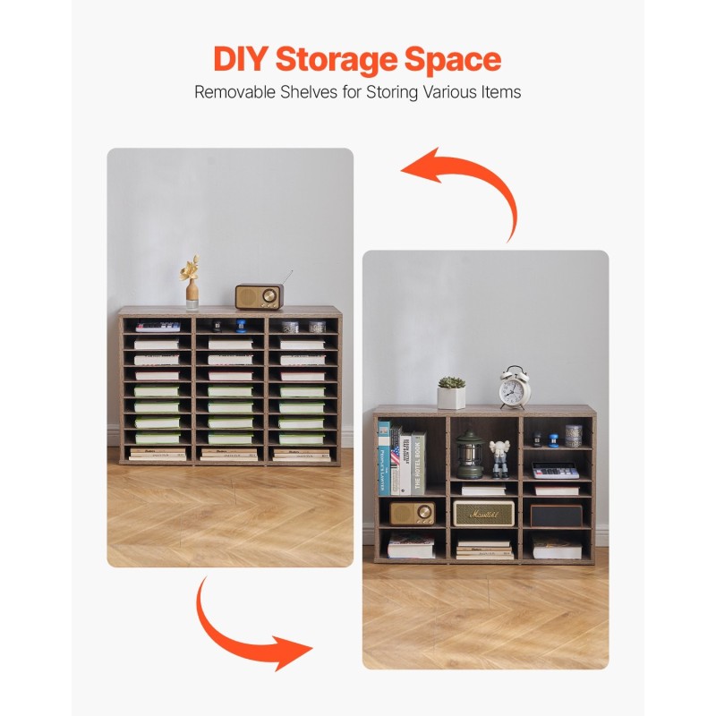 Asiakirjalokerikko 27-lokeroinen viilutettua lastulevyä ja MDF-levyä mustanharmaa toimistoon ja kotiin