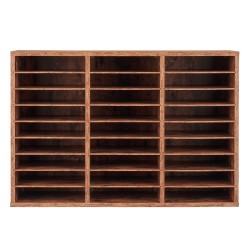 Kirjelaatikosto 27 lokeroa viilupintainen lastulevy MDF irrotettavat hyllyt tummanruskea 800x297x550 mm