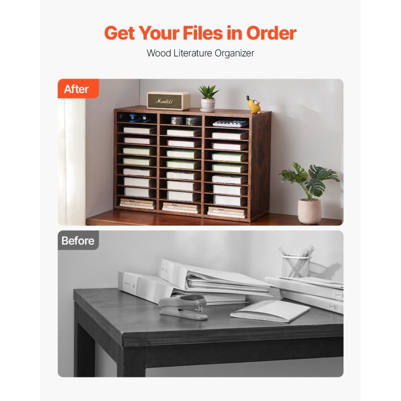 Kirjelaatikosto 27 lokeroa viilupintainen lastulevy MDF irrotettavat hyllyt tummanruskea 800x297x550 mm