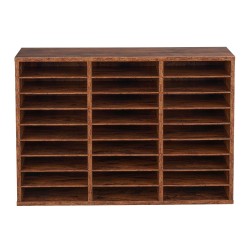 Kirjelaatikosto 27 lokeroa viilupintainen lastulevy MDF irrotettavat hyllyt tummanruskea 800x297x550 mm