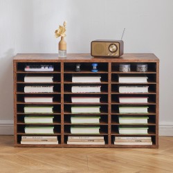 Kirjelaatikosto 24 lokeroa viilutettu lastulevy MDF-levy tummanruskea 800x297x490 mm