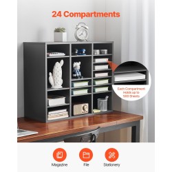 Kirjelaatikosto 24 lokeroa viilutettu lastulevy ja MDF harmaa toimistoihin