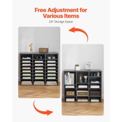 Kirjelaatikosto 24 lokeroa viilutettu lastulevy ja MDF harmaa toimistoihin